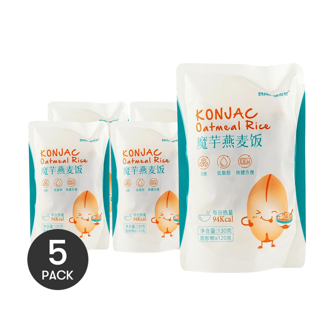 Konjac Oatmeal Rice, 4.6oz  *5【5 Packs】【Zero Sugar, Low Fat, Low Calorie】【Ready To Eat 】