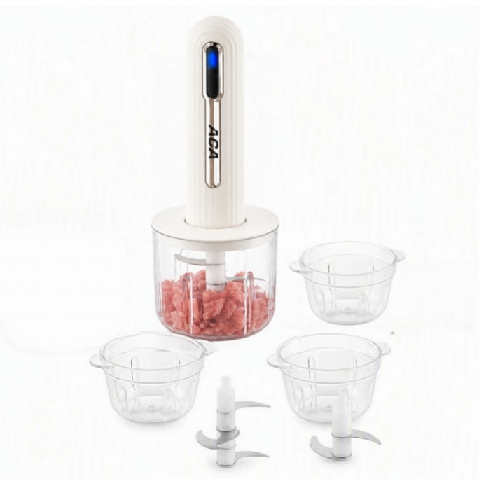 Home-Use Multifunctional Food Processor, High-Speed Cordless Automatic Meat Grinder, 4-Bowl Dual-Blade Garlic And Chili Mincer And Stuffing Maker