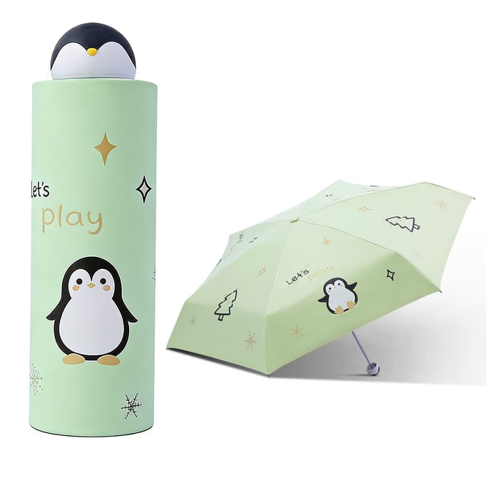 【中国直邮】  天堂牌 轻小晴雨伞 轻绿1件 便携口袋胶囊伞防晒太阳伞卡通企鹅男女通用