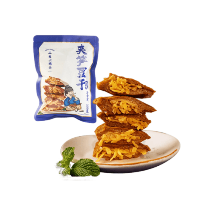 Bamboo Shoot Stuffed Dried Tofu Chewy Smooth Rich Taste Individually Packaged Vegetarian Snack Zhejiang Old Ningbo Flavor 250g