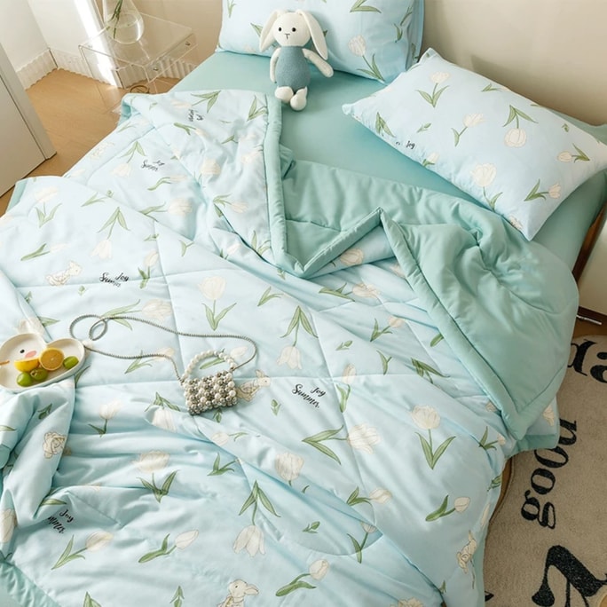 【中国直邮】南极人 大豆纤维全棉夏被 空调被  夏凉被  100%纯棉薄被子 百合苑(150*200cm单人被)