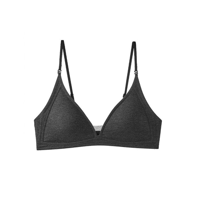 [China Direct Mail] Caobencuse Summer Thin Spaghetti Strap Small Chest Gather Sexy Deep V Triangle Cup Bra Classic Black M [34/75ABC suitable for about 95-105 catties]
