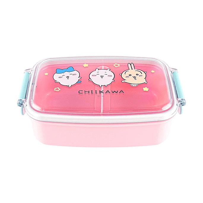 Chiikawa Single-Layer Antibacterial Bento Box, Pink and Blue, 16.9 fl oz