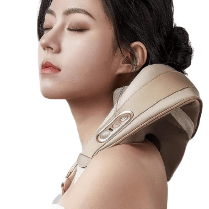 【中国直邮】 凉介 C2颈椎按摩器肩颈部腰部背部按摩仪揉捏斜方肌 卡其雅杏 1件装