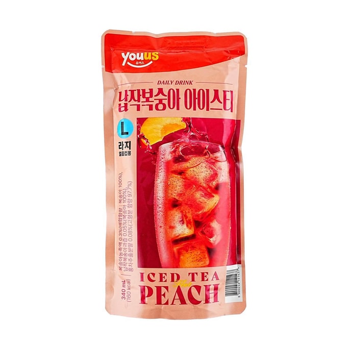 플랫 피치 아이스티 아이스 파우치 음료 11.49 fl oz【GS25 선정】