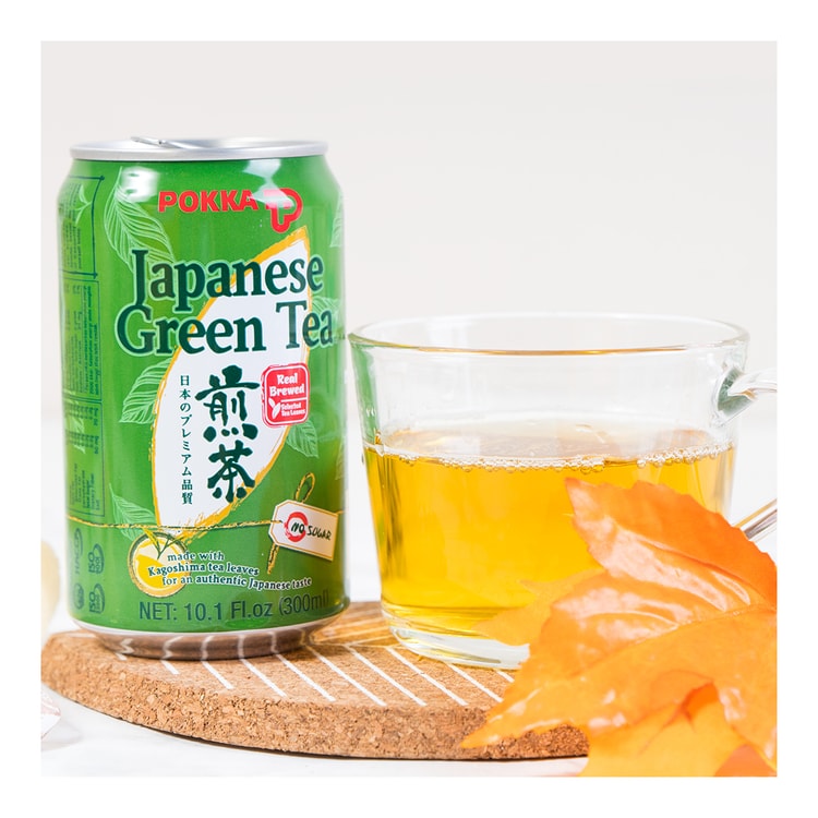 日本POKKA SAPPORO 日式煎茶无糖绿茶饮料罐装300ml【0糖0脂0卡】 - 亚米