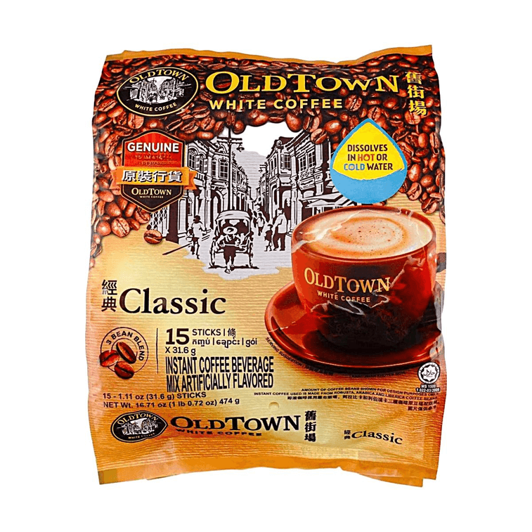 馬來西亞OLDTOWN舊街場 三合一白咖啡 速溶咖啡 經典原味 15條裝 474g 3