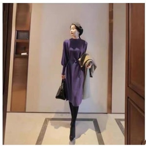 LOBQ Knitted dress inside simple and thin bottoming skirt for autumn and winter