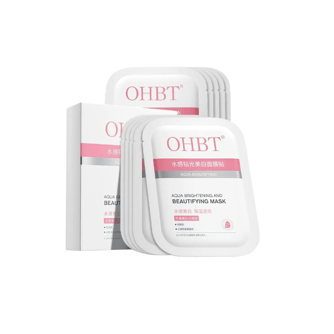[홍콩 직배송] OHBT 화이트닝 & 잡티 제거 페이셜 마스크 (10매) - 탄력 강화, 당화 방지, 여드름 치료, 잡티 제거, 여드름 흉터 완화, 홍조 개선, 깊은 보습, 피부톤 개선, 모든 피부 타입에 적합