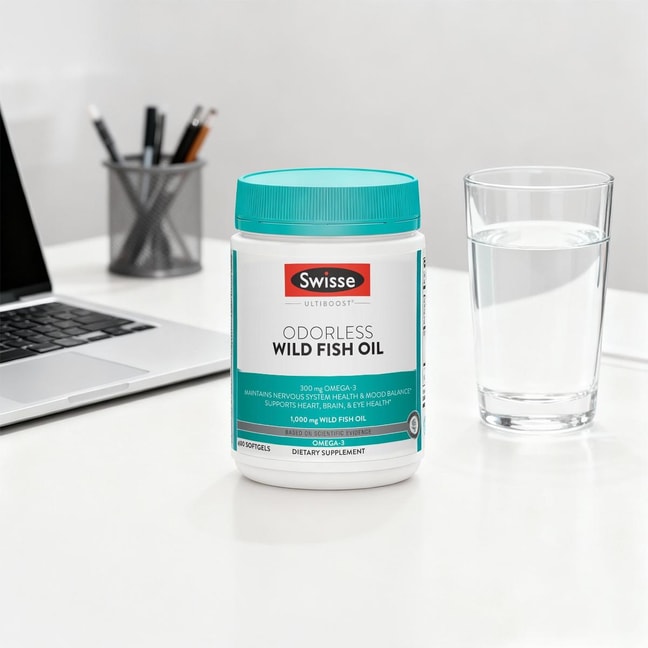 澳洲SWISSE斯维诗 ULTIBOOST 鱼油鱼肝油护眼软胶囊 DHA 1g 儿童青少年成人护眼保健品 400颗 天然不腥【补脑护眼强记忆】