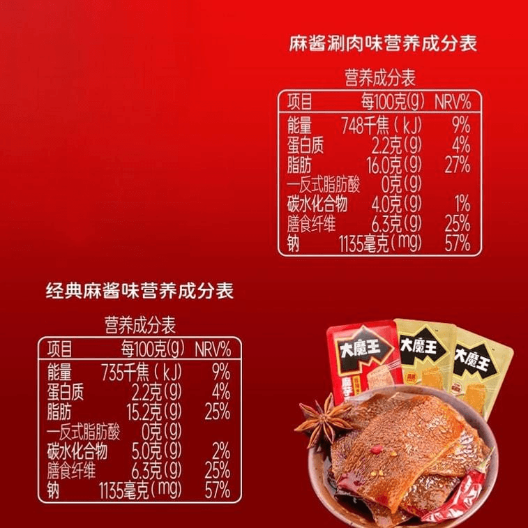 【中國直郵】 鹽津鋪子 大魔王魔芋素毛肚 9g/10包 香菜麻醬口味【醇厚香濃 清新脆爽】【散袋】辣條魔芋爽豆製品休閒零食 3