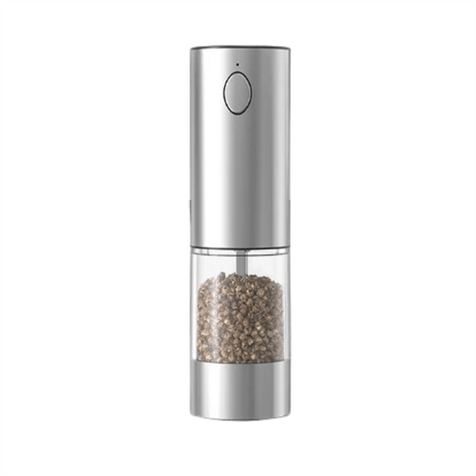 Electric Black Pepper & Sea Salt Grinder — Stainless Steel Automatic Spice Mill For Home Kitchen Use (Flaxseed Compatible) — 1-Pack
