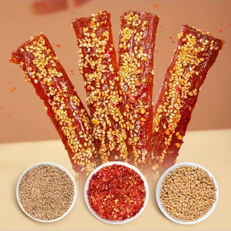Laughing and Spicy Chili and Spicy Strips with Spicy Gluten, Abundant Sesame Soft Glutinous and Chewing, Spicy and Satisfying Snacks 34g * 3 packs 3
