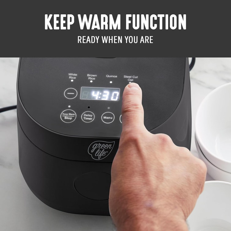 【美國直郵】【專業級電飯煲】高顏值高安全性 可拆卸不粘陶瓷內膽 電飯煲 電煮鍋 可烹飪燕麥穀物米飯不含PFAS和PFOA自動預設LED觸摸屏長效保溫帶量杯飯勺 5