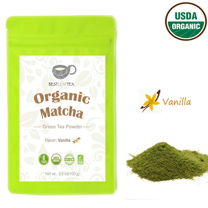 BESTLEAFTEA USDA Organic Matcha Latte Vanilla Flavor 100g/3.5oz bag