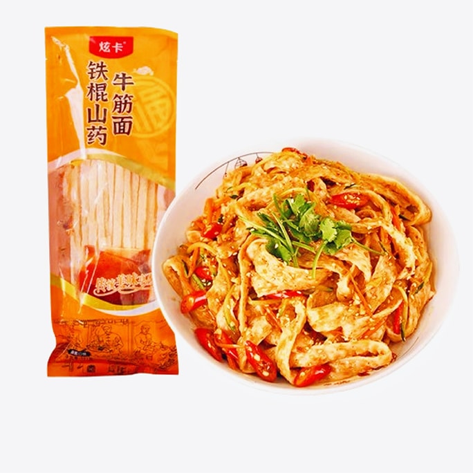 玄奘鉄棒ヤム牛すじ麺スパイシーストリップ、揚げていない冷たい低脂肪麺、冷たい皮、乾燥グルテン、スパイシーストリップにすることができます137g /パック