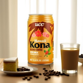 Hawaii Kona Blend Coffee with Milk Sweet Milky, Ready To Drink Coffee, 11.4fl oz