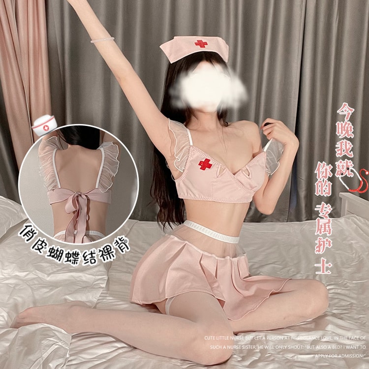 Sexy transparent naked back nurse uniform cosplay sexy private