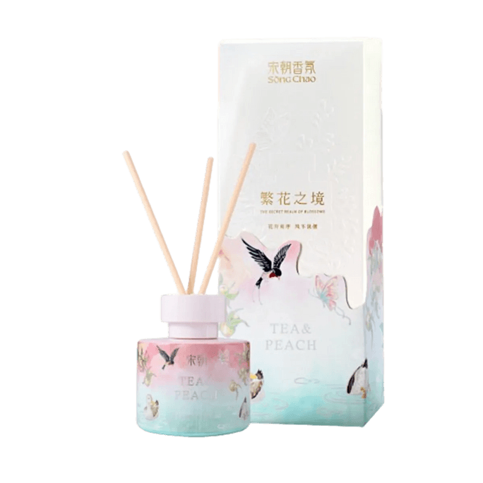 Reed Diffuser, Spring Tea & Peach Scent, Mild Fresh Texture, Long Lasting Aroma, 4.06fl oz