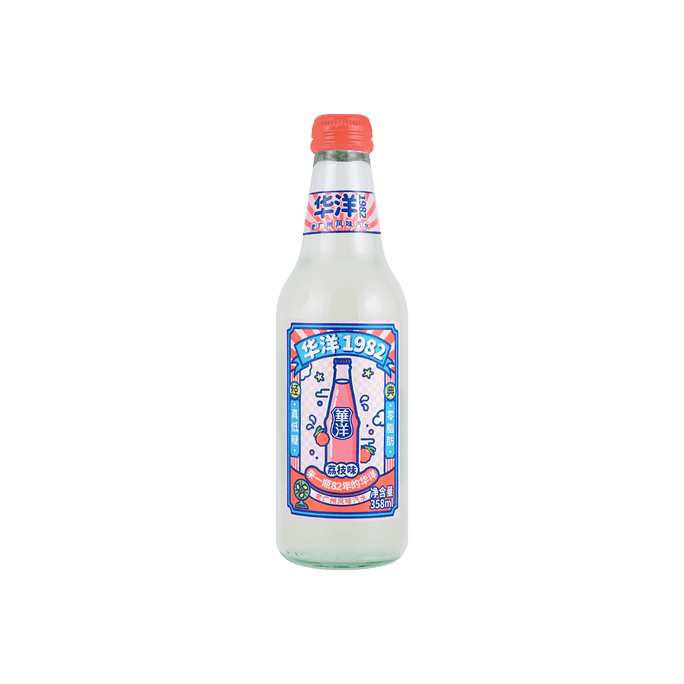 【老廣州風味】華洋1982 果汁汽水 荔枝味 358ml【低糖0脂肪】
