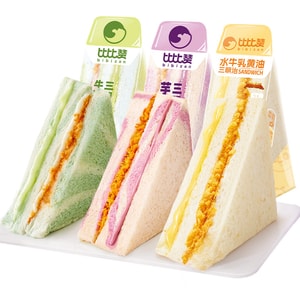 【中國直郵】比比贊三明治夾心麵包 - 65/3包 水牛乳黃油口味/芋泥口味/奶油果味