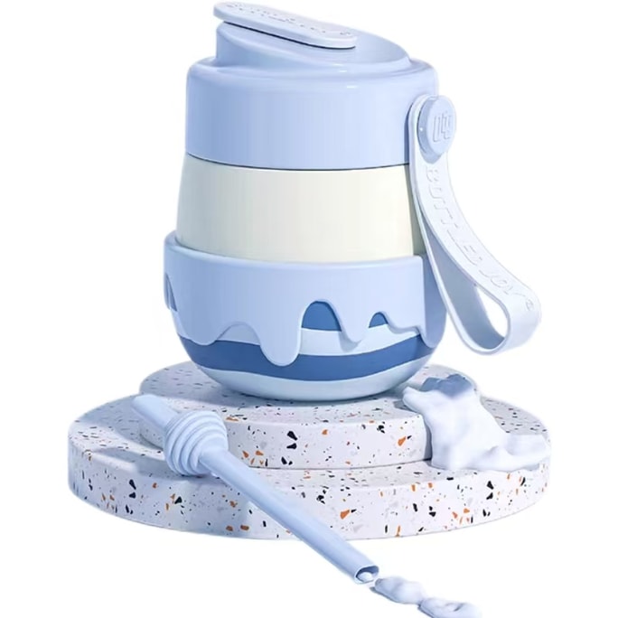 Ceramic Insulated Coffee Cup Straw - Blue-1 -420ML