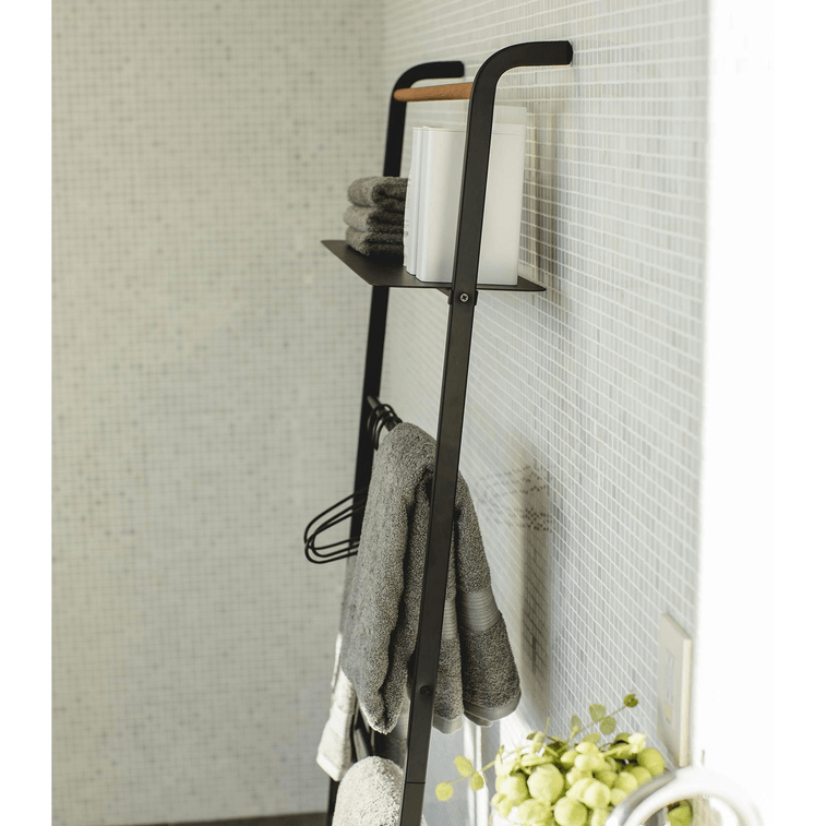 Leaning Storage Ladder With Shelf (63 H) - Steel Black 12