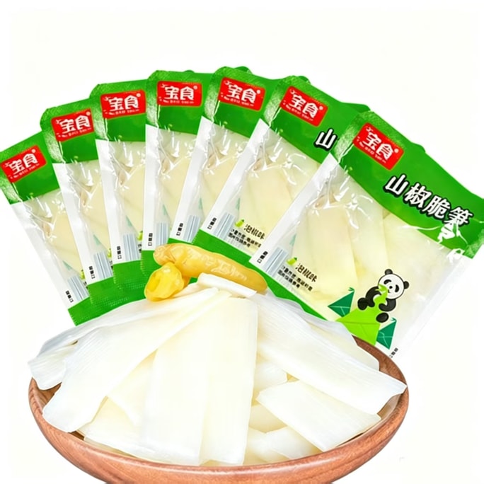 Fresh Wild Mountain Pepper Crispy Bamboo Shoots Ready-to-eat Pickled Bamboo Shoots Slices And Strips Of Bamboo Shoots Sour And Spicy Bamboo Shoot Snack 20g*6 packs