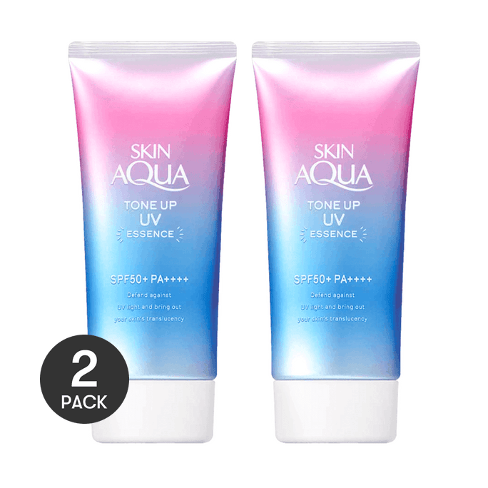 日本ROHTO樂敦 SKIN AQUA 獨角獸彩虹美肌防曬乳 修顏潤飾隔離飾底乳 SPF50+/PA++++ 80g*2 #薰衣草紫 【超值裝】