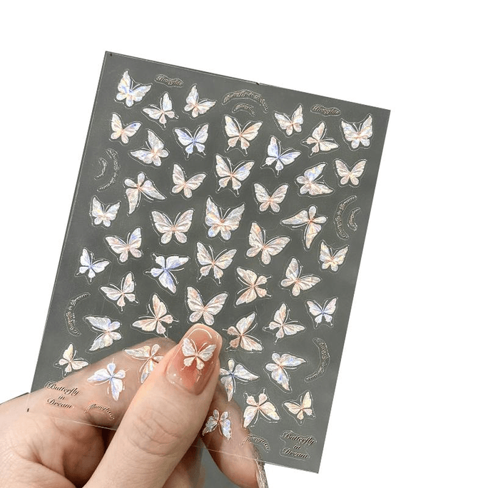 Nail Art Stickers, Relief Stickers, Shell Light Butterflies10.4*8.5CM *1 Bag