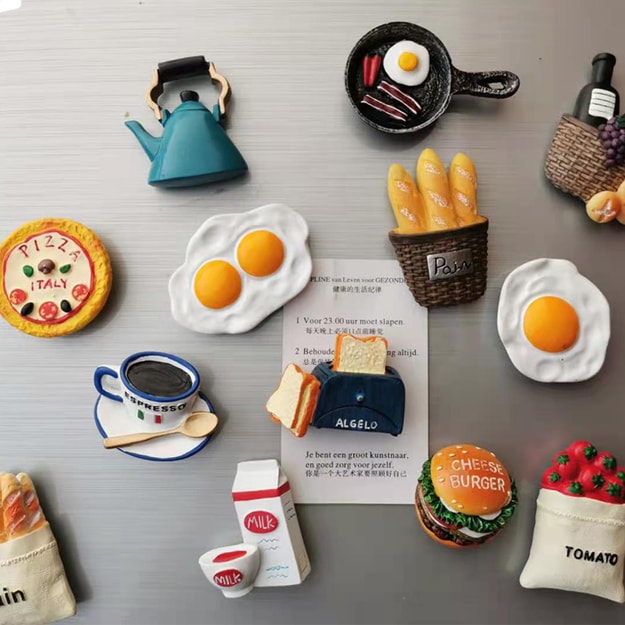 商品详情 - 中国直邮 仿真食物树脂冰箱贴留言贴磁性贴3D 鸡蛋 1件 - image  0