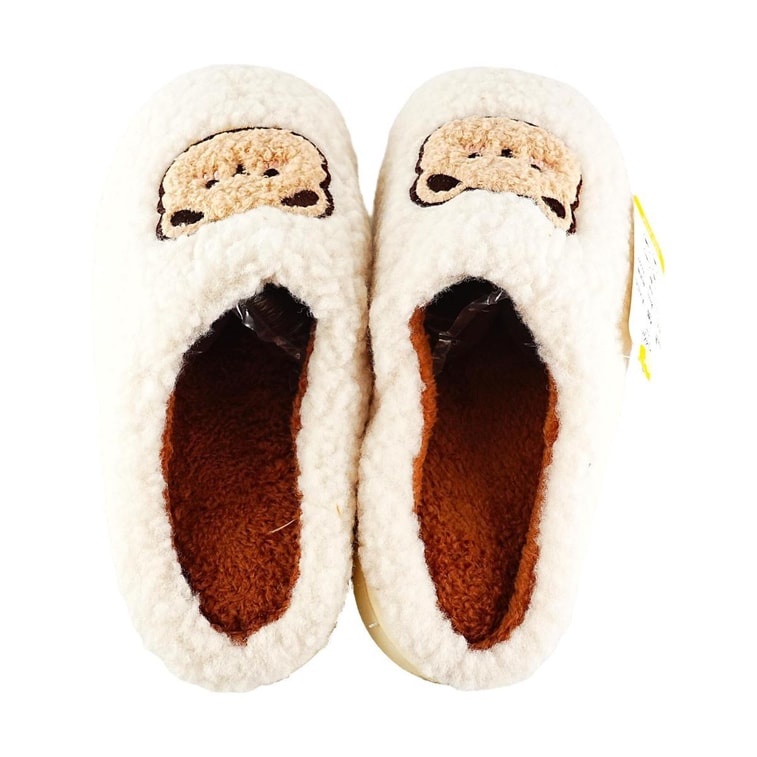 Winter Warm Bear Slippers White Thick-soled Non-slip Size 5.5-6 3