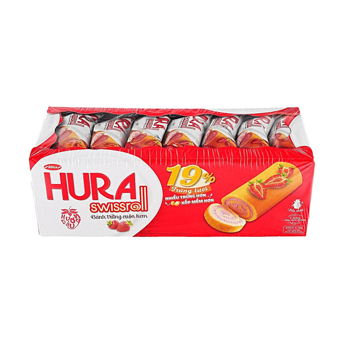 Hura Swissroll Cake, Strawberry Flavor,20 Pieces 12.69 oz