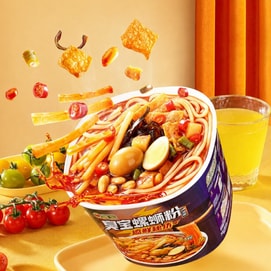 Instant Snail Rice Noodles, Wet Noodle Cup, 10.90 oz【Smooth & Chewy with Quail Eggs】