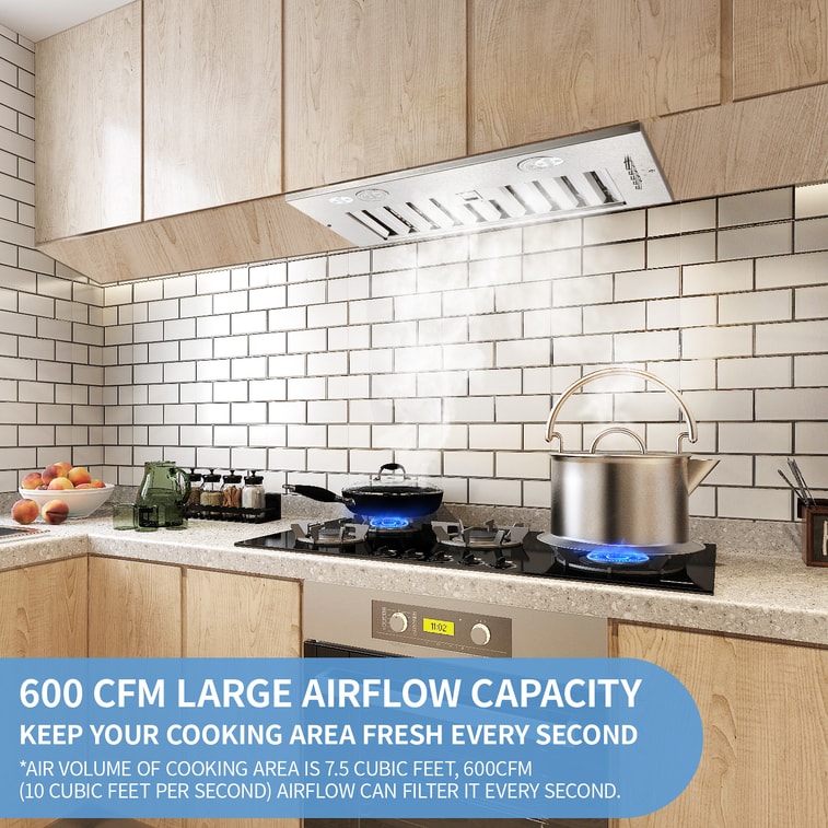 Joeaonz 20inch 600CFM Convertible Insert Range Hood In Stainless Steel 4