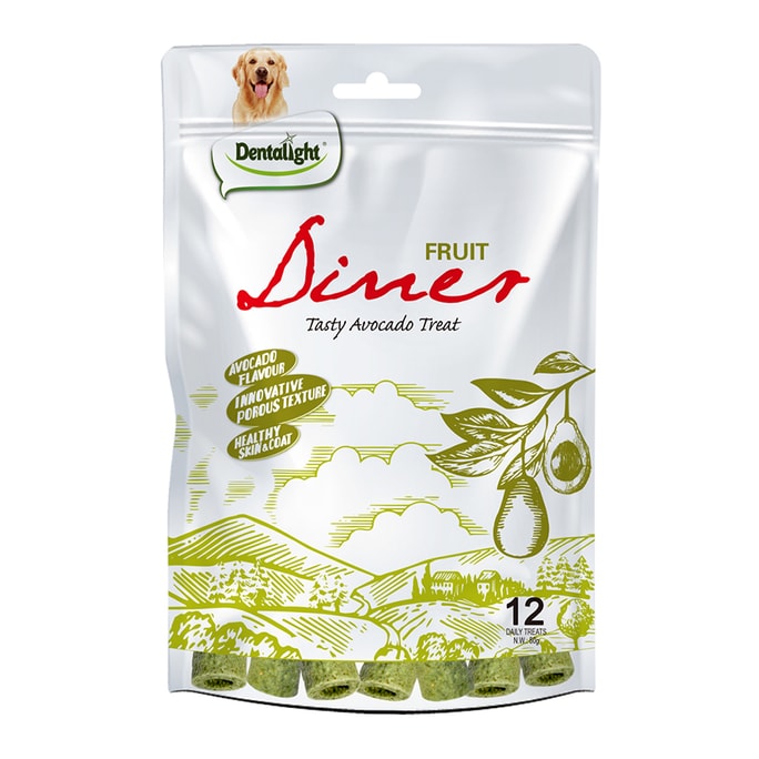 美国 Dentalight - 牛油果水果狗狗零食幼犬磨牙棒100%天然配方低热量有助皮肤和毛发健康12支装80克