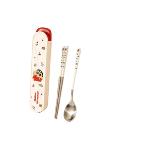 Stainless Steel Chopstick And Spoon Set, Cute Cartoon Design, 2‑Piece Set