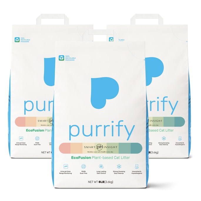Purrify 珀瑞植物基結團貓砂 24磅(3包裝)|整箱裝 更划算