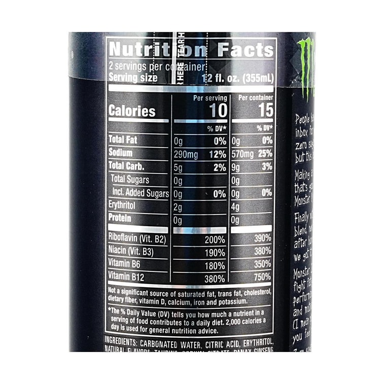 Monster Zero Sugar Energy Drink ,24 fl oz 【Low Calories】 4