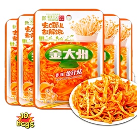 金大洲 香辣金针菇 【低脂轻卡零食】 川香味 15g*10 袋 香辣红油金针菇独立小包装微辣脆爽红油金针菇即食下饭菜拌饭菜零食【鲜香金菇随享美味】