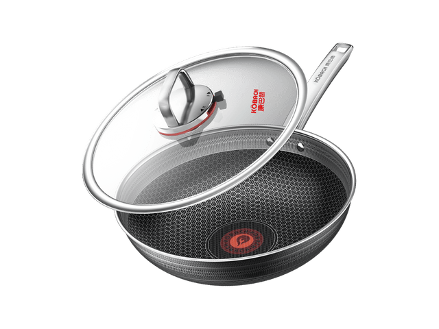 AROMA Non-Stick Stainless Steel Wok Pan with Self-Balancing Lid and  Honeycomb SurfaceGuard Technology 12.5 Inch ANW-107 