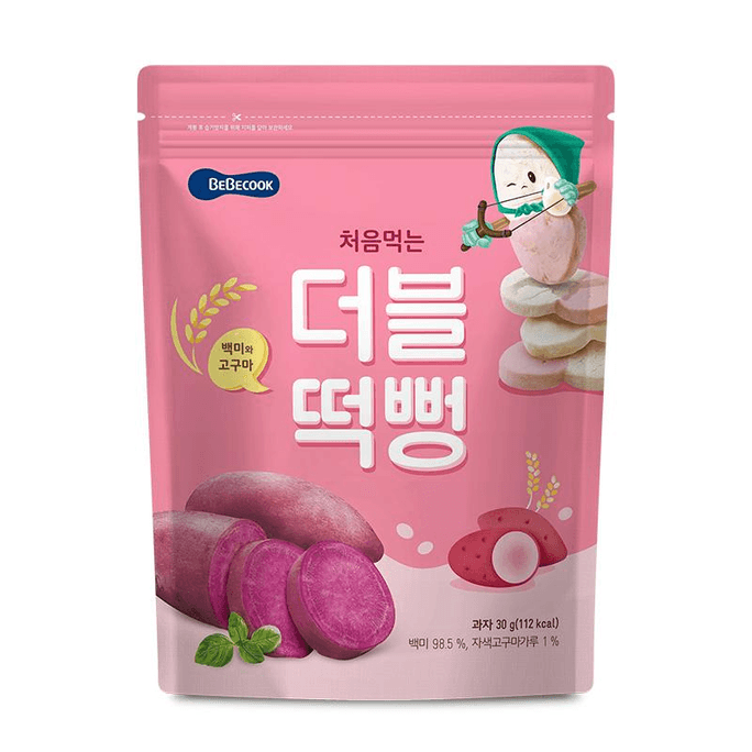 【中国直送】BeBecook 二色せんべいスティック 子供用ヘルシースナックビスケット 紫芋味 ステージ1 30g*1袋