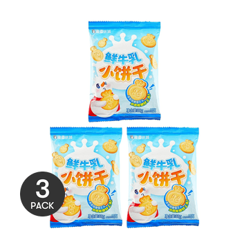 蜜雪冰城 鲜牛乳小饼干 38g *3【3份超值装】【奶香松脆】【可爱雪王造型】