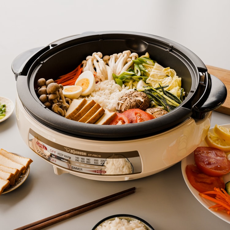 ZOJIRUSHI Gourmet Expert Electric Skillet & Hot Pot Light Grey EP