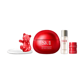 日本SK-II SK2 肌源修护面霜礼盒 全新大红瓶面霜 80g + 神仙水 30ml + 眼霜 2.5g*2 附赠小熊珠宝托盘【2025圣诞限定礼盒】