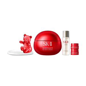 日本SK-II SK2 肌源修护面霜礼盒 全新大红瓶面霜 80g + 神仙水 30ml + 眼霜 2.5g*2 附赠小熊珠宝托盘【节日限定礼盒】