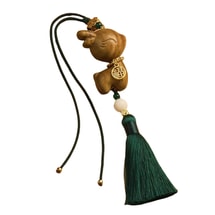 【푸타산 백단향 사슴 차량용 펜던트】 차량 백미러 장식, 차량 안전 부적, 범용 차량 장식, 안전하고 길조로운 여정 장식