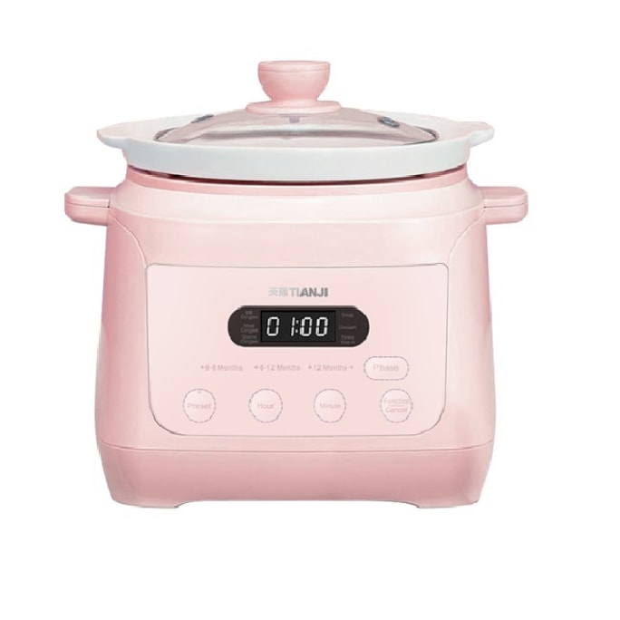 Infant Mini Electric Stew Pot Ceramic Soup Porridge Cooker 1.3L Pink