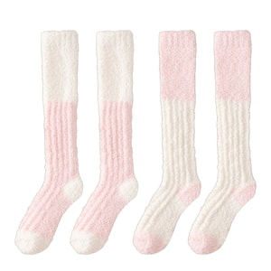 New Winter Thicker Thermal Home Sleep Coral Fleece Ankle Socks for Men and Women Combination 1: Pink+White Powder F