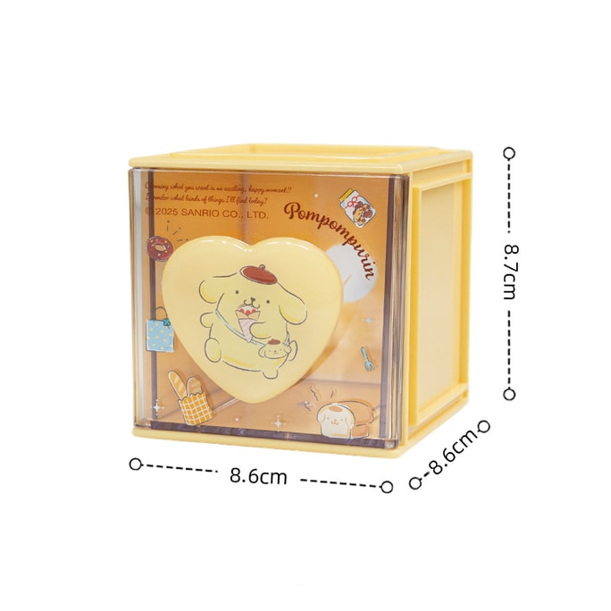 Sanrio Series Genuine Jenga Square Small Storage Box Storage Box Dormitory Car Desktop Cosmetics Toys Headphone Cable Cartoon Cute Adorable - Pom Pom Purin 1Pc
